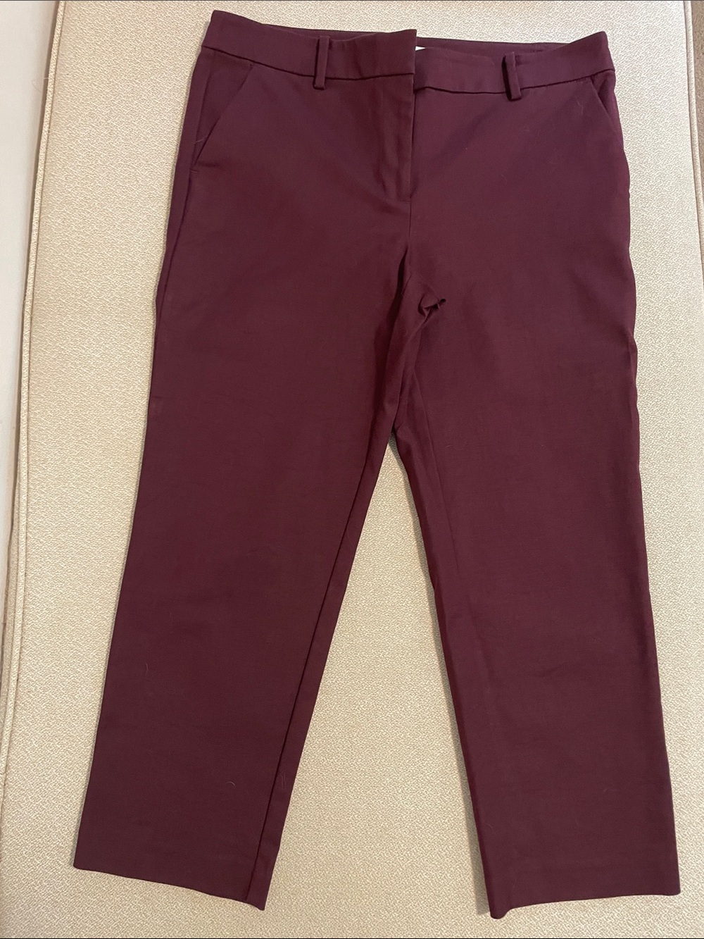LOFT Women’s Riviera Slim pants in burgundy. Size 10 petite.